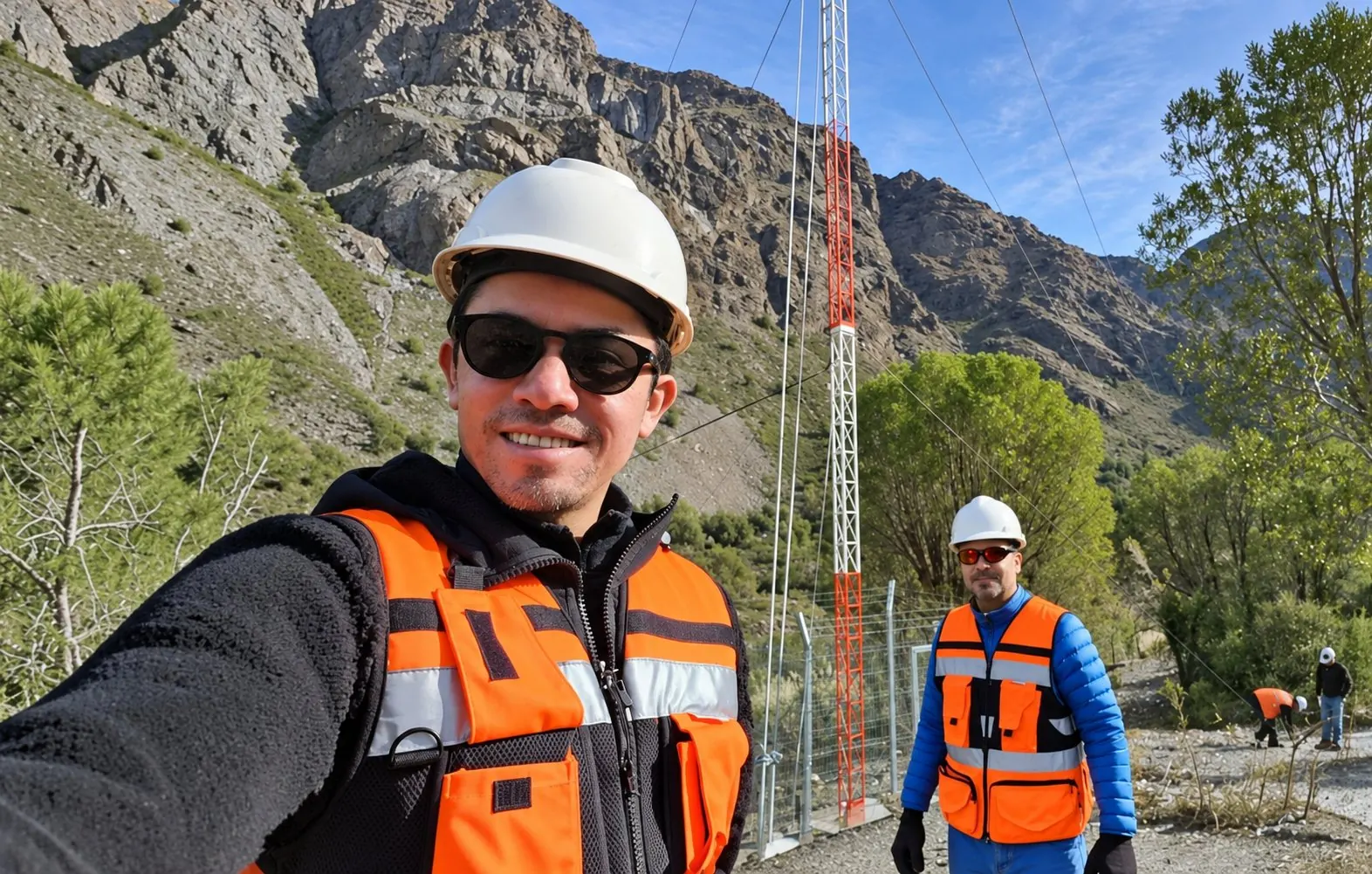 Equipo Narrowbits en terreno, instalación en la cordillera